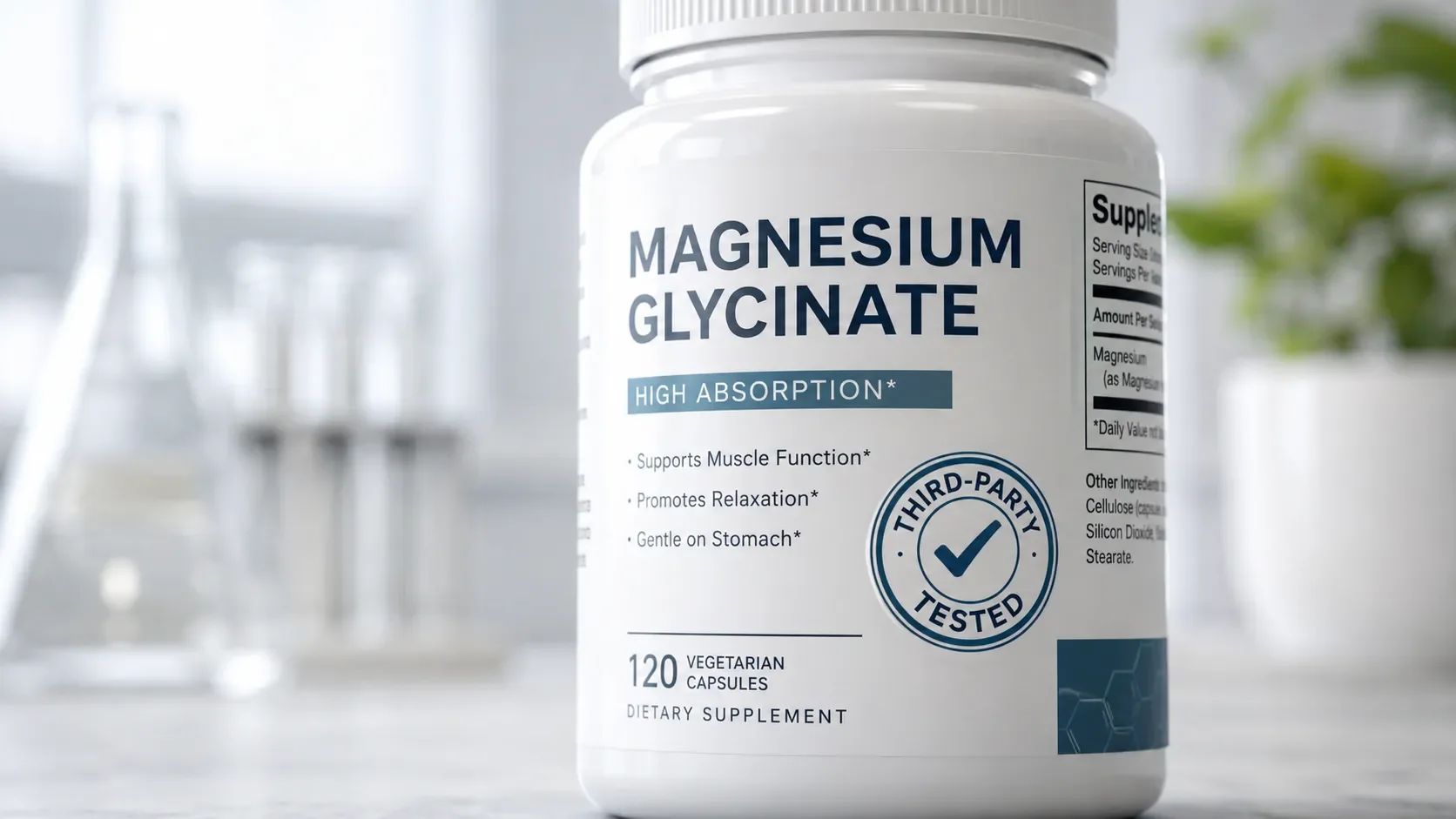 supplement bottle showing third party tested label